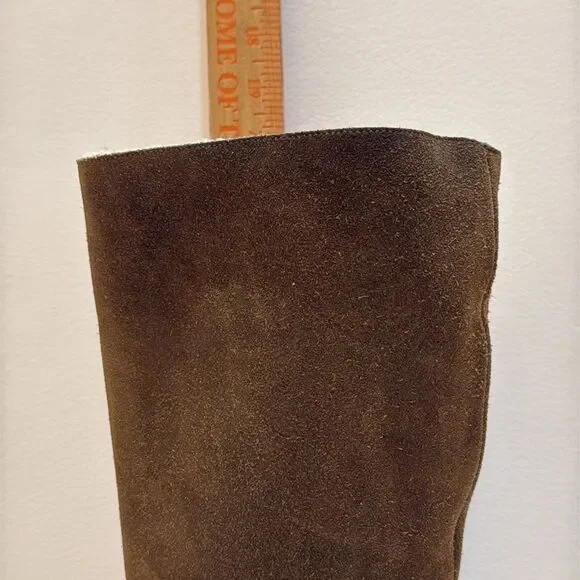Clark’s tall suede boots Sherpa lined zipper Brown size 5.5 - Picture 10 of 11